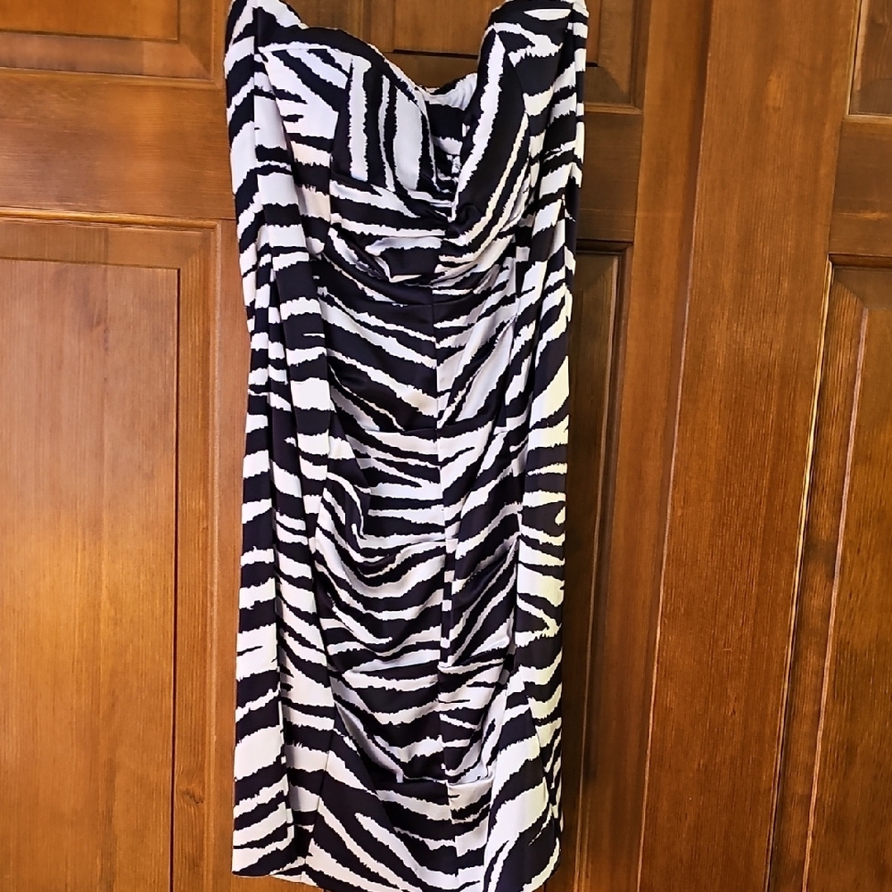 Zebra Print Strapless Dress